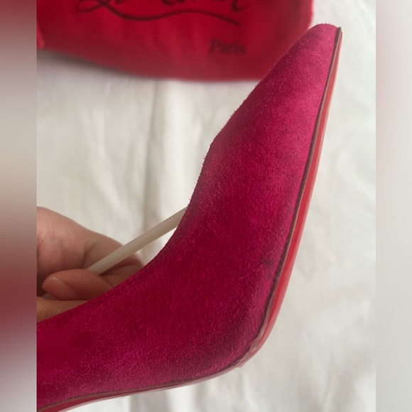 *Authentic* Christian Louboutin Kate 100 Veau Velours in color Bomba - Picture 5 of 12